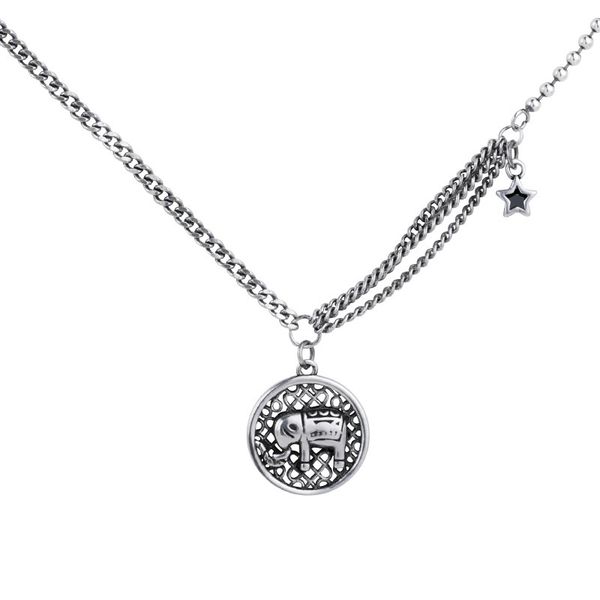 

pendant necklaces simple baby elephant stainless steel necklace sweater chain female fashion jewelry men's charm accessories, Silver
