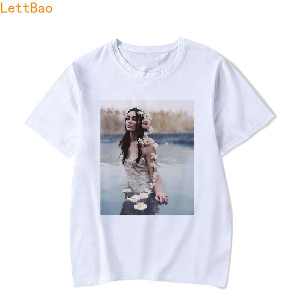 

summer 2019 girl flowers print lana del rey tshirt cotton short sleeve o-neck graphic tees tee women/men t shirt homme