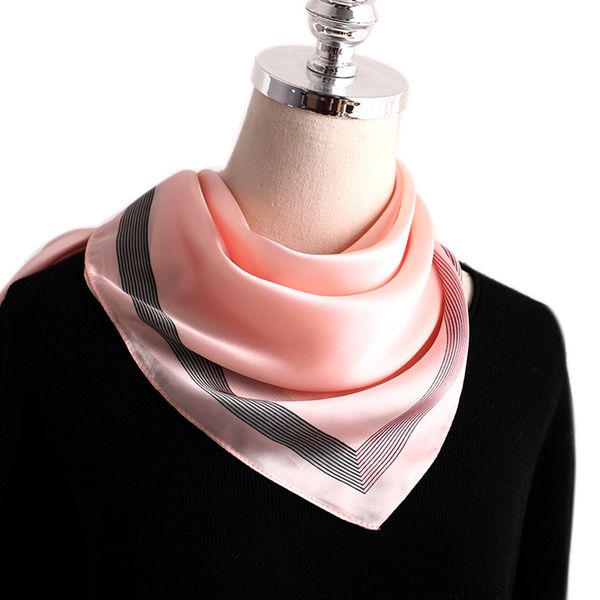 

scarves fashion solid silk hair scarf for women small shawls satin neck scarfs female 70cm*70cm square head ladies pink red, Blue;gray