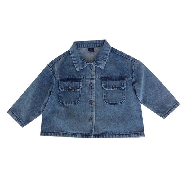 

jackets toddler kids girls denim jean fall jacket button coat outwear, Blue;gray