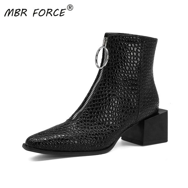 

mbr force fashion trend ankle boots for women high heels square toe shoes woman lady botas mujer botte femme silver black
