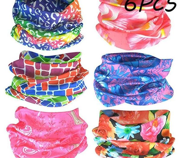 

6pcs magic print scarf outdoor sport riding headwear bandana sun protection face sheild scarf men and women foulard, Blue;gray