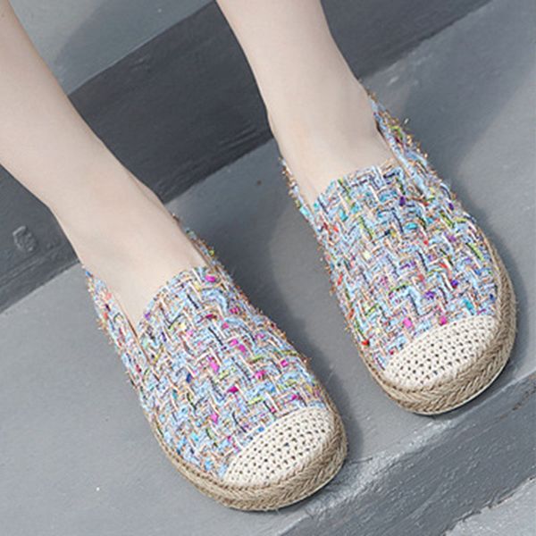 

bohemia woman multicolor weave flats sweet fisherman shoes women cozy moccasins plus size 35-41 espadrilles women shoes2020, Black