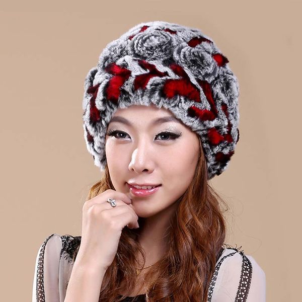 

fashion women hats handmade beanie cap headgear female 2020 winter fur hat women's natural real rex fur beanies hats, Blue;gray