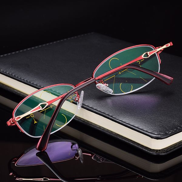 

intelligence progressive multifocal commercial reading glasses bifocal red womens ultra light prescription glasses full set 4500, White;black