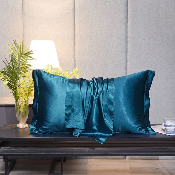 

1pc/2pcs satin silk pillowcases luxury envelope solid color silk pillow cover for healthy sleep pillow case multicolor 48x74cm