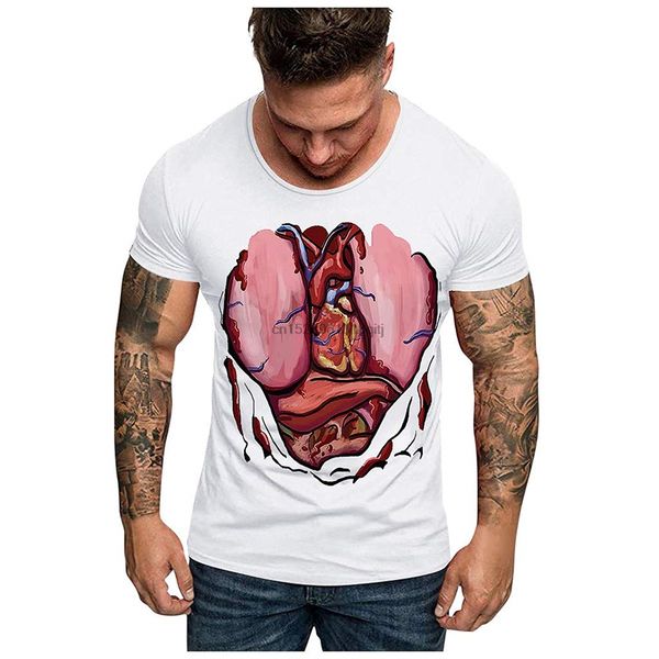 

topunder мужчины вскользь 3d печати tops смешные поддельный muscle o-образным вырезом с коротким рукавом рубашки (2