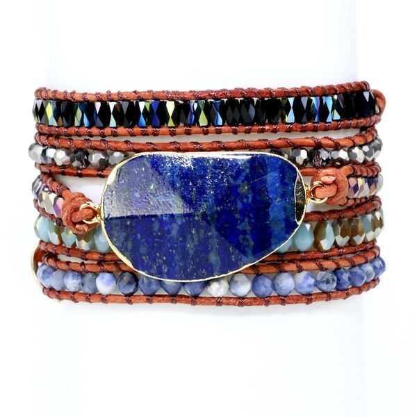 

tennis ethnic style natural stones bracelet with multilayer handmade beaded wrap leather bracelets fine jewelry for female party gifts, Golden;silver