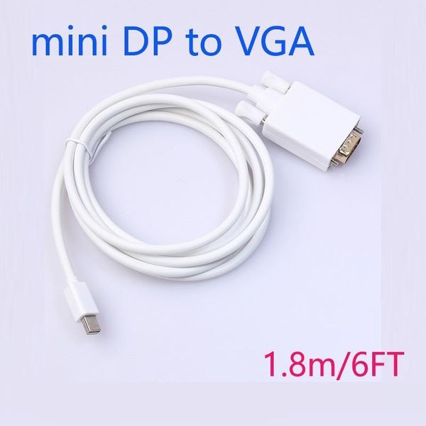 

100pcs 1.8m 6ft thunderbolt mini display port to vga mini dp to vga male mfi cable adapter for macbook pro 15 13 imac 1.8m 6ft