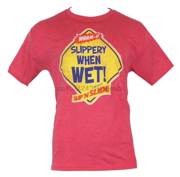 

slip 'n slide mens t-shirt - slippery when wet warning sign image