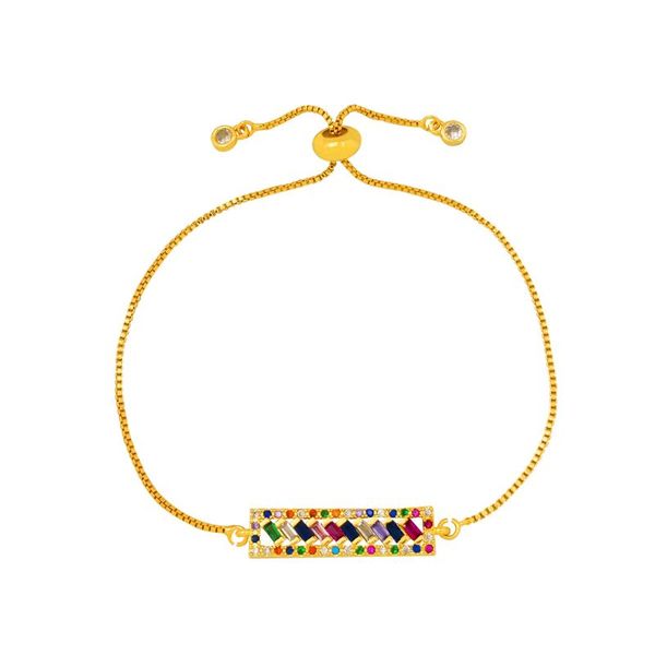 

браслет радуга dainty бара для женщин цепи ссылки наручного браслета gold filled jewelry регулируемого slider браслета, Golden;silver