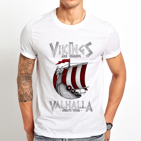 

vikings langskip valhalla awaits them funny t shirt men summer new white casual homme cool vintage tshirt
