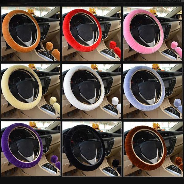 

universal steering-wheel plush car steering wheel covers winter faux hand cover set car interior accessories