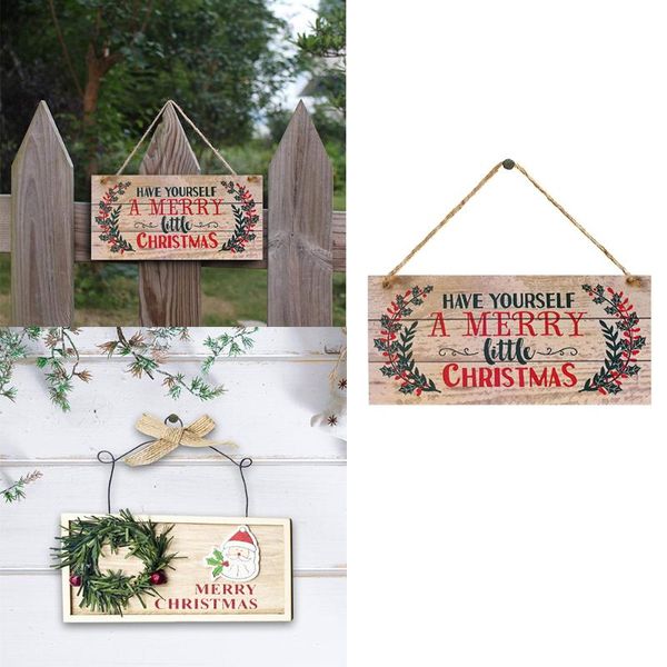 

christmas decorations (10x20cm) wooden crafts creative tree decoration rope listing door high-quality multi-purpose