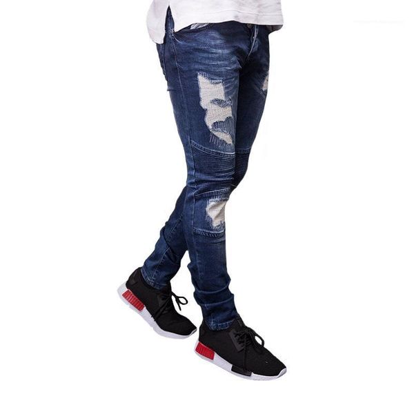 

summer spring embroidery denim blue draped hiphop street jeans new mens designer ripped biker jeans