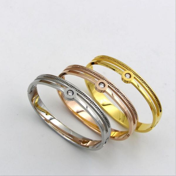

stainless steel women fashion gold bracelet bangle with chain, Black