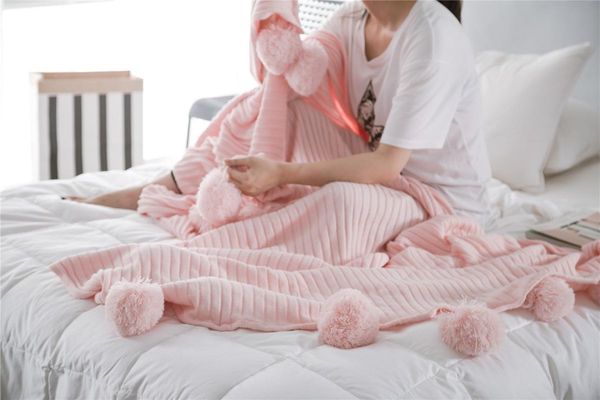 

handmade ball cotton throw knitted blanket throw bed wrap soft sleeping bed couverture enfant beach blanket