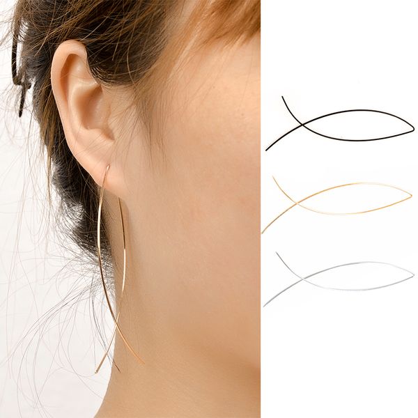 

2020 fish shaped earrings simplicity handmade copper wire earring for women gold color geometric ear jewelry, Golden;silver