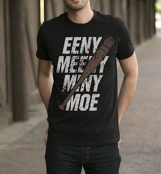 

the walking dead eeny meeny miny moe negan lucille zombie men t shirts 2019 summer hiphop men's short sleeve 100% cotton t-shirt