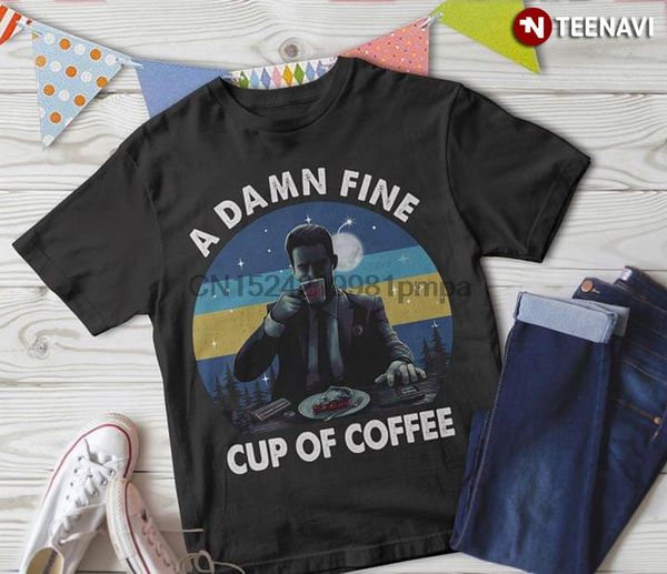

мужчины футболка twin peaks дейл купер damn fine чашка кофе женщин футболки