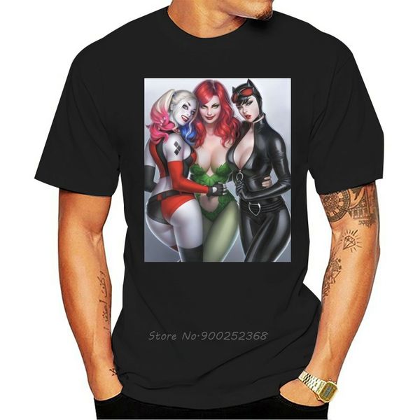 

quinn poison ivy catwoman superheros men t-shirt fashion cool anime tshirt cotton tees harajuku streetwear