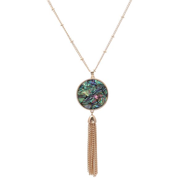 

pendant necklaces 2021 lip shaped round leopard statement tassel bohemian long & pendants jewelry wholesale, Silver