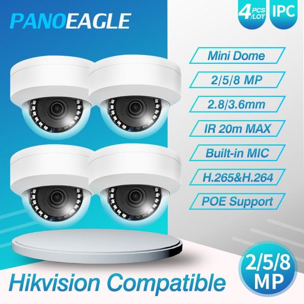

cameras panoeagel poe ip camera 5mp network ultra 8mp hd 20m ir onvif h.265 p2p security dome ipc hikvision compatible 4pcs/lot