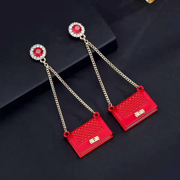 

women creative earrings fashion drop earrings dangle 925 silver needle statement mini bag shape