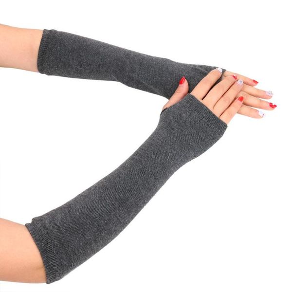 

women' winter long gloves fashion knit gloves wrist set warm long fingerless ladies solid luva inverno #30, Blue;gray