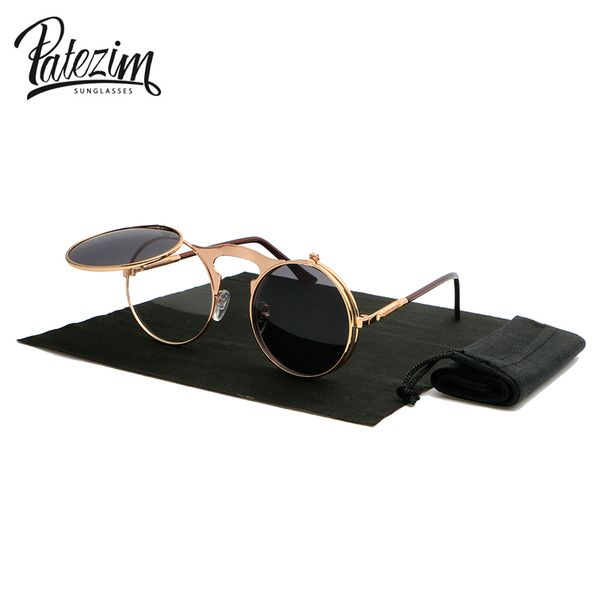 

sunglasses 2021 vintage steampunk round designer steam punk metal glasses women and men retro circle sun, White;black