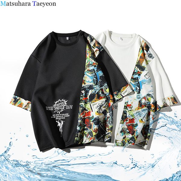 

new fashion tshirt men youthful vitalify harajuku trend splicing hip hop t shirt short sleeve street wear t-shirt summer
