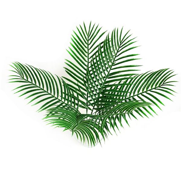 

48pcs plastic leaves green plants fake palm tree leaf greenery for floral flower arrangement flore wedding decoration t200103