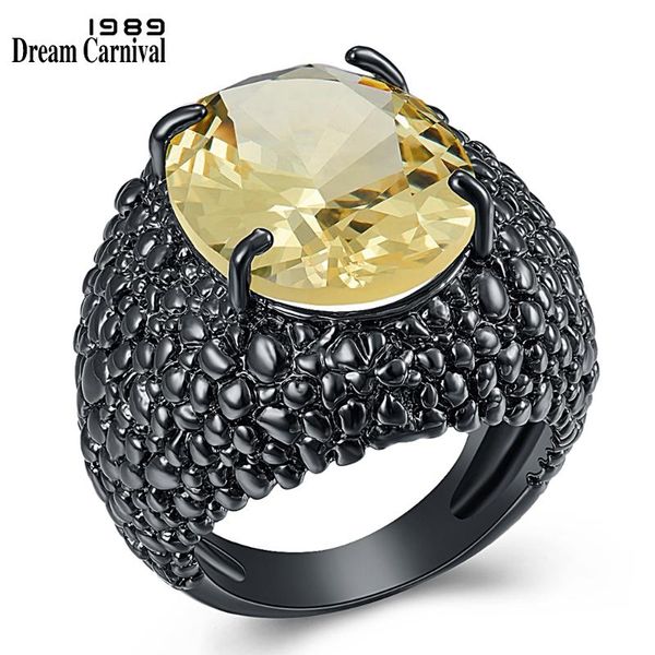 

dreamcarnival 1989 big black lizard cz rings for women cool dazzling engagement jewelry fine cut zircon fashion 2020 wa11870, Golden;silver