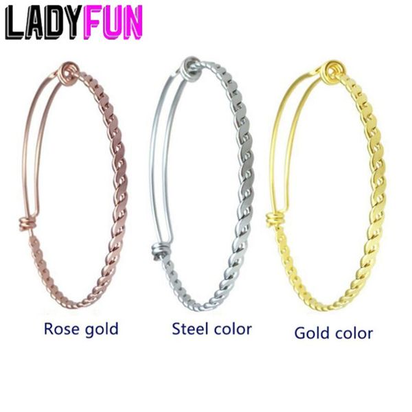 

ladyfun 10pcs stainless steel twist bracelet bangle never fade fashion jewelry adjustabale wire for jewelry making, Black