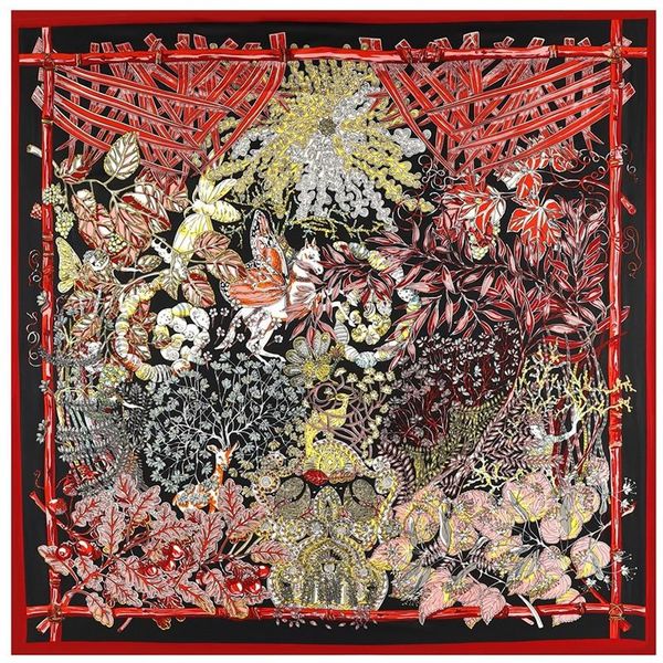 

100% twill silk women scarf 130*130cm spain print square scarves horse print vintage foulard female silk hijab lady bandana gift silk shawl, Blue;gray