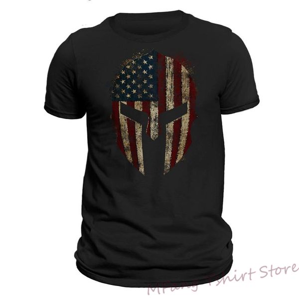

american spartan usa patriotic tactical men short sleeve t-shirt 100% cotton funny print tshirt men women shirts