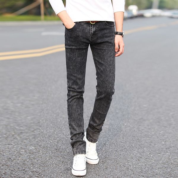 

new men pencil jeans spring autumn slim jeans fashion gray men trousers business casual male denim pants, Blue