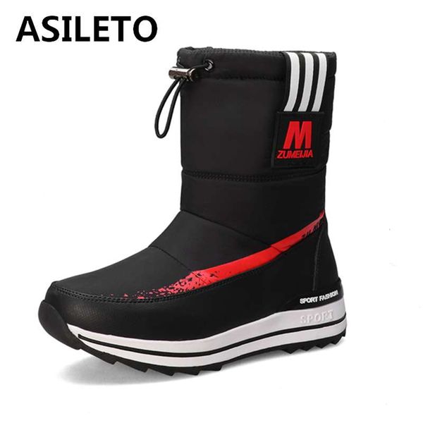 

asileto snow ankle boots ladies platform boots waterproof winter warm plush thick fur wedges heels footewar casual botas mujer, Black