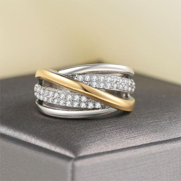 

ZHOUYANG Rings For Women & Men New Design Two color Plating White Yellow Gold Color Fashion Jewelry Gift For Lover R846, Golden;silver