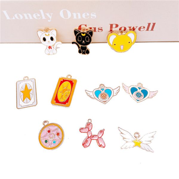 

charms 5pcs cartoon changing little cherry cat love balloon dog diy jewelry alloy earrings pendant gold gift, Bronze;silver