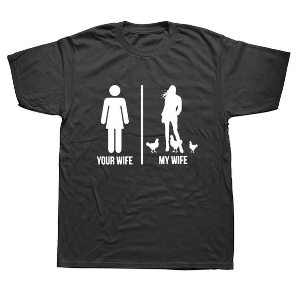 

my wife beautiful farmer chicken lady funny graphic t-shirt mens casual style short sleeves oversized streetwear hip hop t shirt
