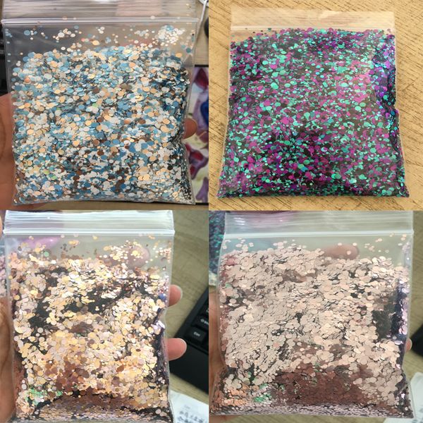 

nail glitter pd61 50g/bag flake mix round shape sequins for art decoration uv gel tips, Silver;gold