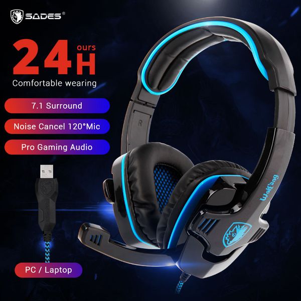 

sades wolfang headset gamer 7.1 surround noise cancelling gaming headset headphones with microphone sa901 for lappc