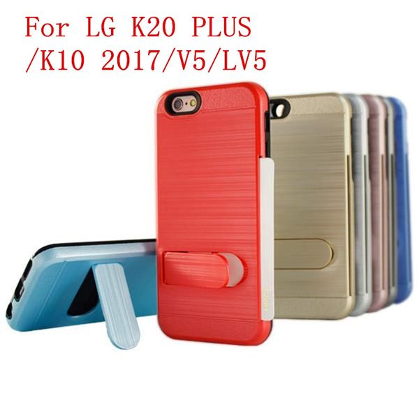 

for lg k20 plus/k10 2017/v5/lv5 stylo 3 plus metropcs pc tpu protection polish brushed hybrid armor kickstand case credit card slot