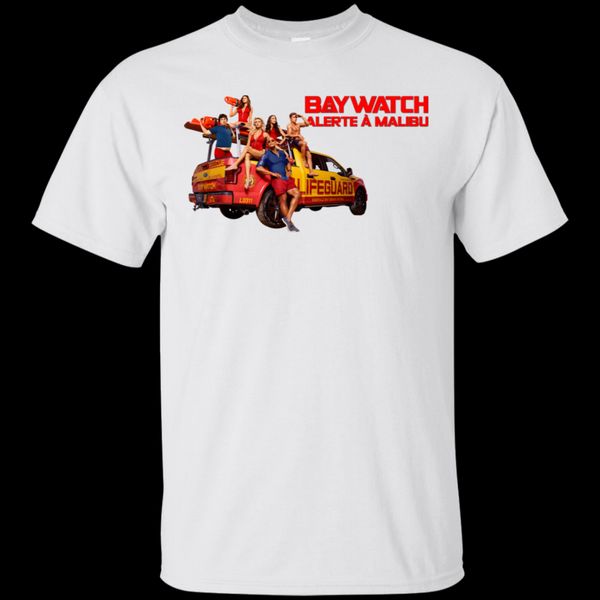 

baywatch t-shirt the rock alerte amalibu vintage tee men black-white good quality brand cotton shirt summer style cool shirts