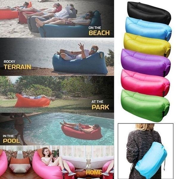 

lounge sleep bag lazy inflatable beanbag sofa chair, living room bean bag cushion, outdoor self inflated beanbag furniture toys