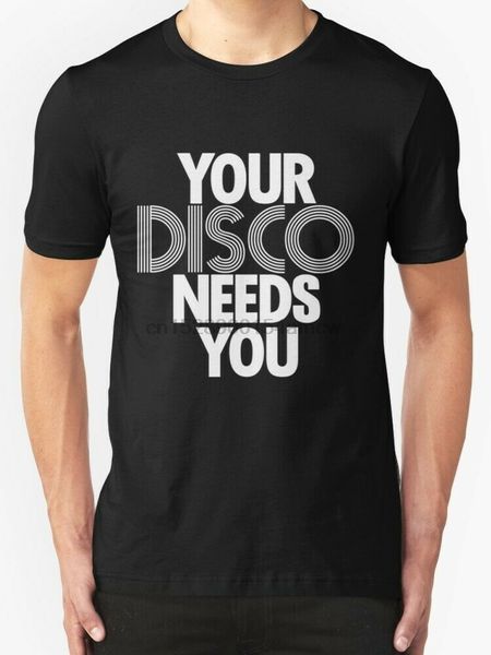 

minogue your disco needs you white text men's black t-shirt