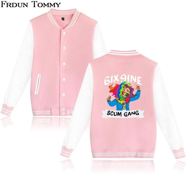 

Frdun 2018 Hip Hop Kpop 6ix9ine Baseball Jacket Casual Print Harajuku Long Sleeve Keep warm Men College Plus Size Clothes