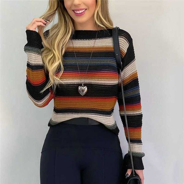 

women's sweaters basic stripe knitted sweater women autumn winter bottoming pullover lady casual o-neck slim jumper pull femme a50, White;black