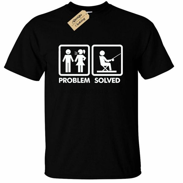 

fishing problem solved t-shirt funny fisherman gift mens tee novelty new mens summer dress casual print hip hop street t-shirt